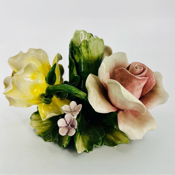 Vintage Capodimonte Handmade Porcelain Flower Candlestick Holder, Italy 1950’s - Picture 12 of 15